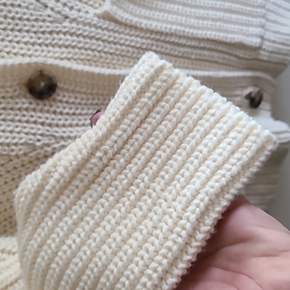 Madewell Textural Stitch V Neck Cardigan Sweater Cream Button-Up Size Small - Picture 10 of 17